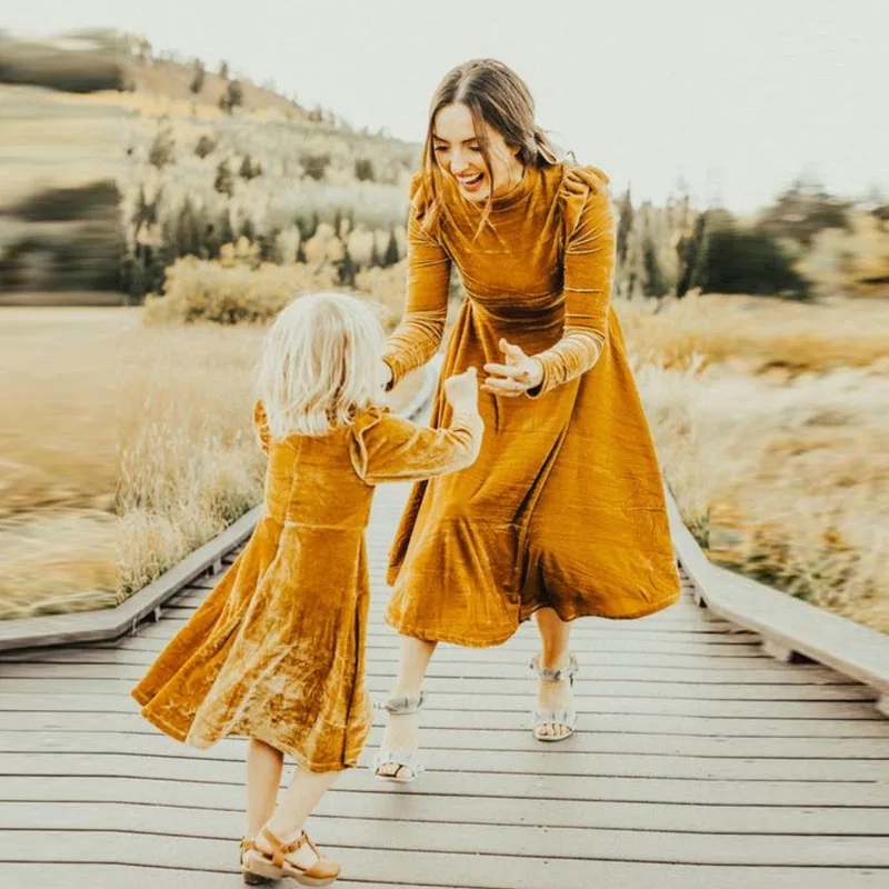 3XL размера плюс платье для женщин и детей одинаковые платья семьи осенне зимнее