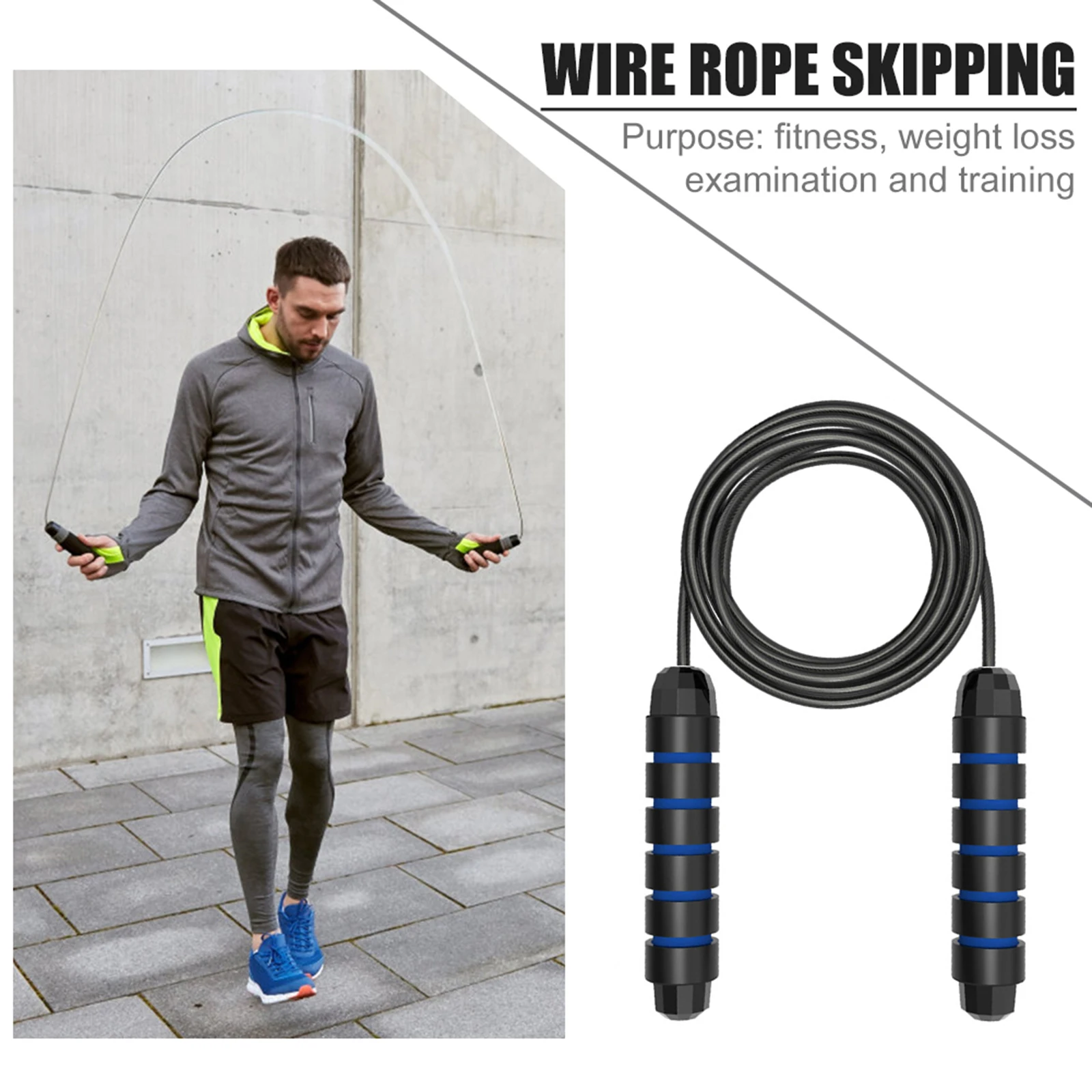 

Jump Rope Weighted Anti Slip Adjustable Tangle-Free with Ball Bearings Fitness Skipping Ropes for Exercise Workout Weight Loss