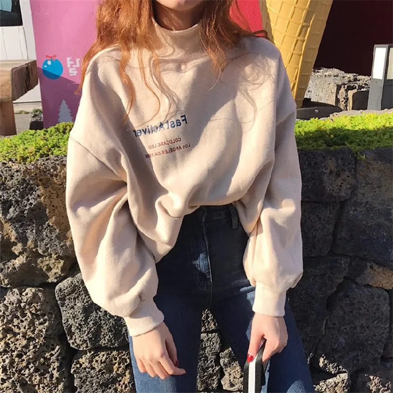 2019 Осенняя теплая толстовка женская мода письмо напечатано свободно зимняя