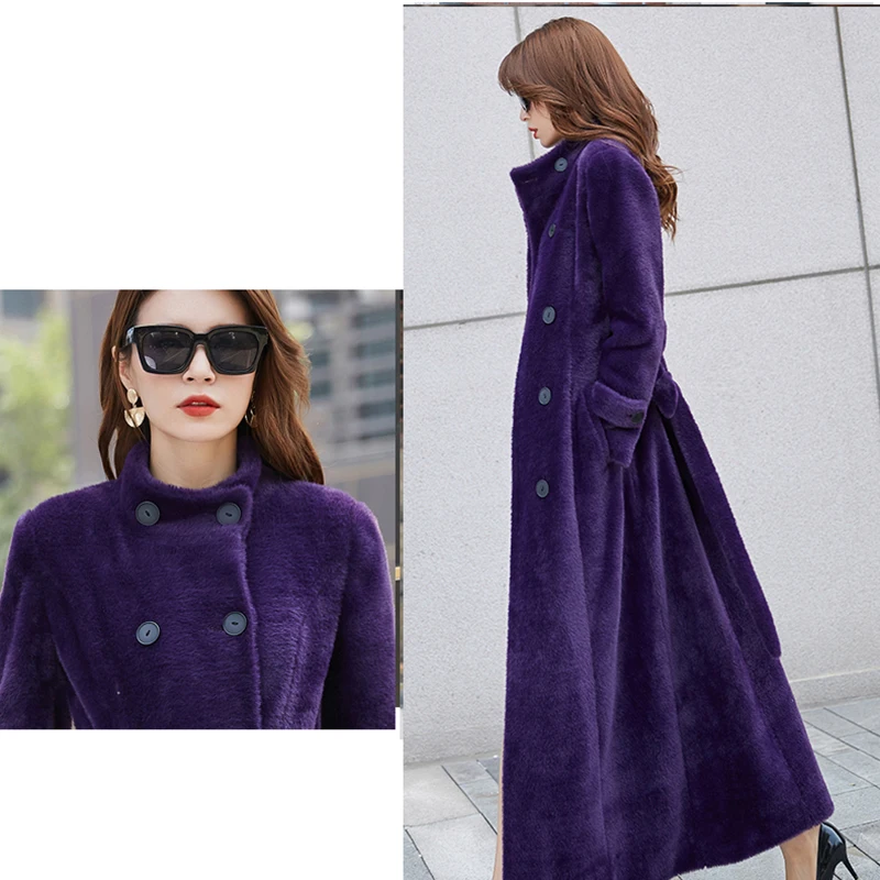 2022 Winter Jacket Women elegant Long Overcoat Female Mink Fleece Warm Jackets Manteau Femme Plus size slim mink fur coat | Женская