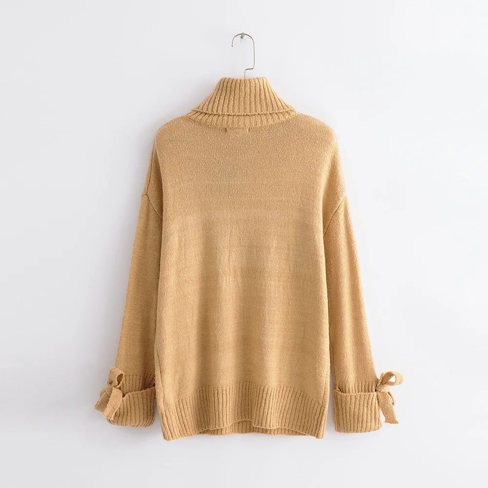 Женский свитер с высоким плотно облегающим шею воротником Осенние однотонные