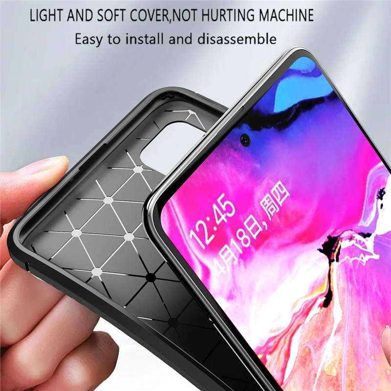 

For Samsung Galaxy A51 Case Cover Shockproof Soft Bumper Carbon Fiber TPU Fundas Case For Samsung A51 Cover for Samsung A51 6.5"