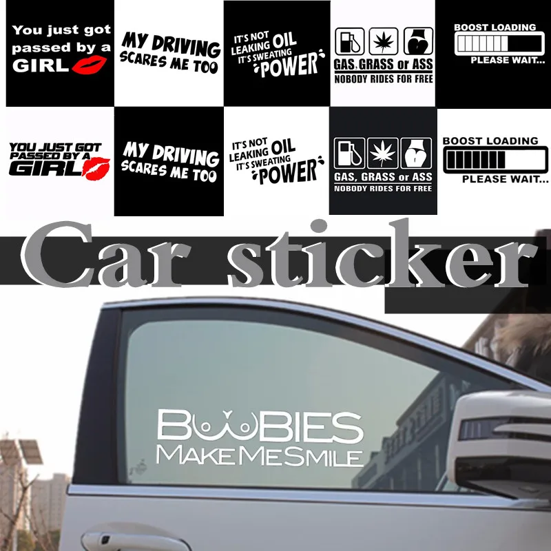 

Car Stickers Vinyl Graphic Funny Character Decal Letter Personality Motorcycle Decoration White/Black Exterior Accessories 1pcs