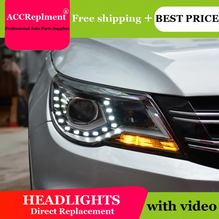 Авто освещение стиль светодиодный головной фонарь для VW Tiguan светодиодный фары 2010-2012 Европа Volkswagen drl H7 hid Биксеноновые линзы ближнего света