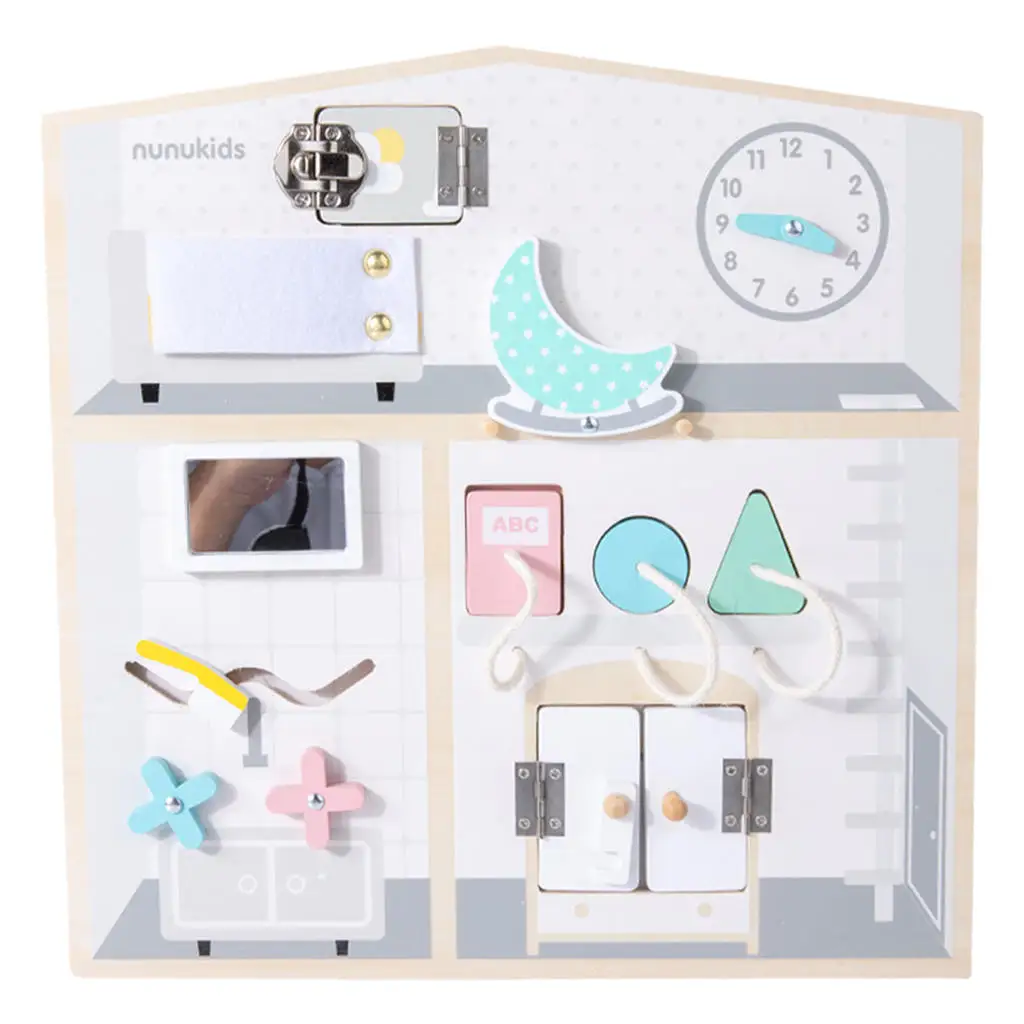 

Toddler Busy Board, Fine Basic Skills Gifts Activity Learning Locks latches Board, Wood Unlock Toys, Kids Preschool 3 Years Old