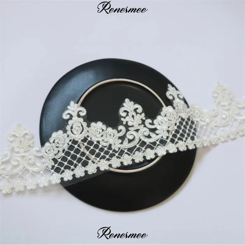 2 ярда кружевная Свадебная аппликация из полиэстера цвета слоновой кости 10 5 см