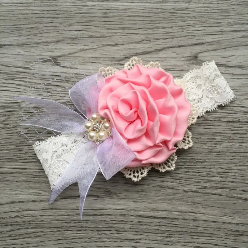 Милая повязка на голову с цветком Детские аксессуары для волос из кружева
