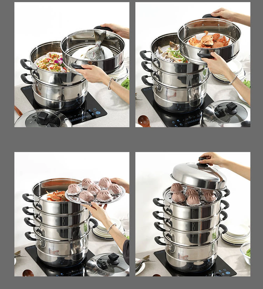 Пароварка на 2 4 уровня кастрюля из нержавеющей стали кухонная утварь плита
