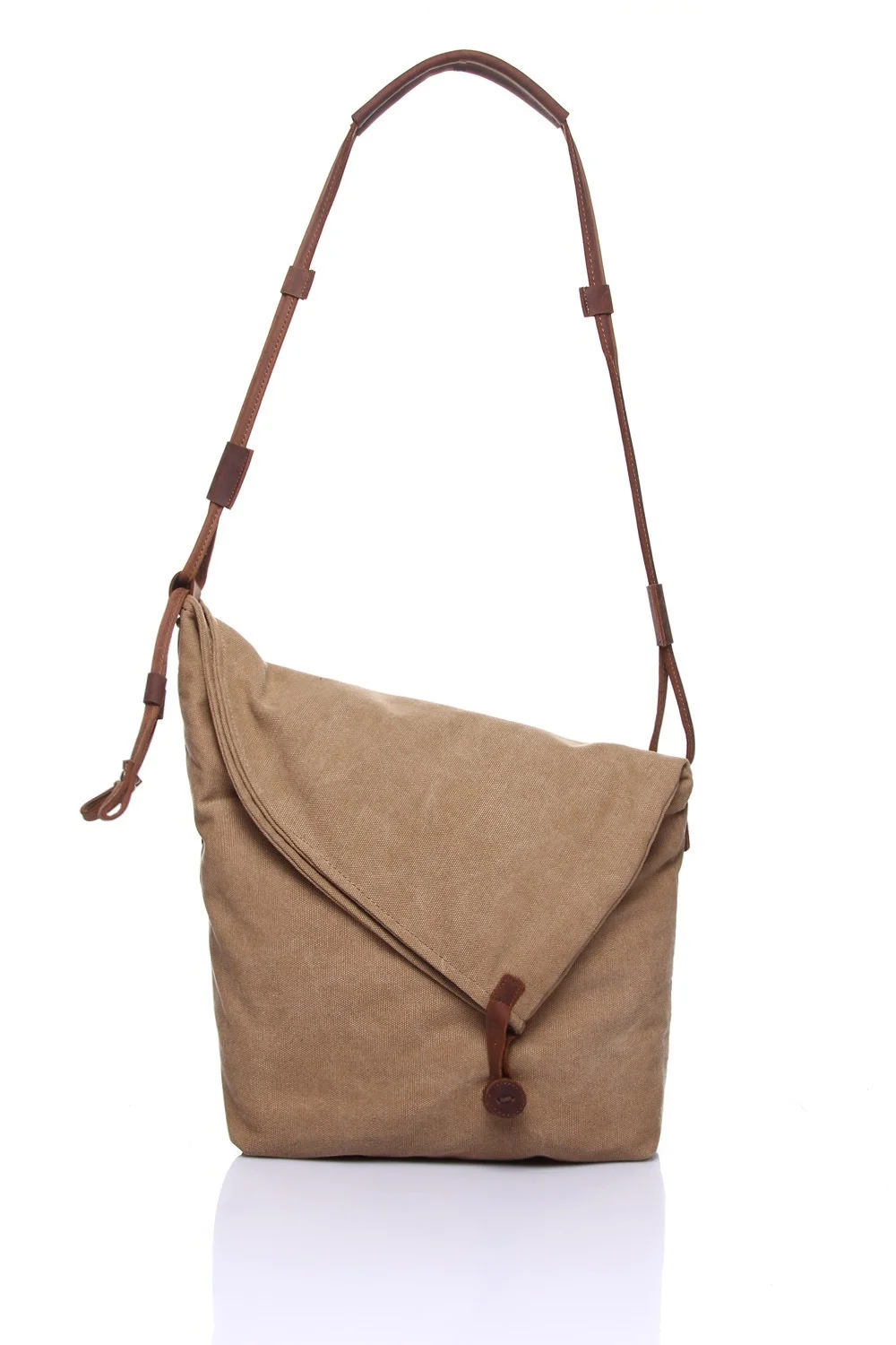 

New retro canvas bag men's canvas bag men's shoulder messenger bag crazy horse leather men's bag literary trend women's bag