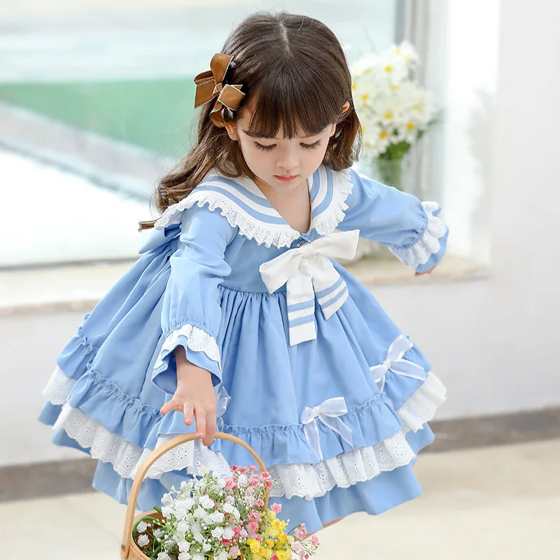 

Yoliyolei Long Sleeves Lolita Toddler Dress Girls Princess Spanish Court Kids Clothes Autumn Sweet Party Student Dresses