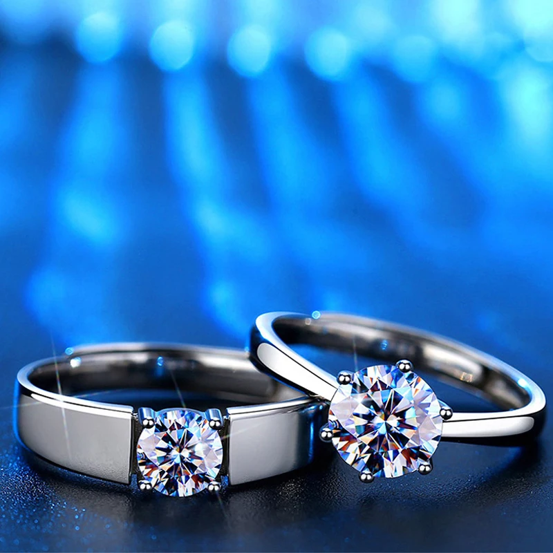 

925 Sterling Silver 1CT Created Moissanite Gemstone Wedding Engagement Lover Gift Rings Fine Jewelry Gift Wholesale