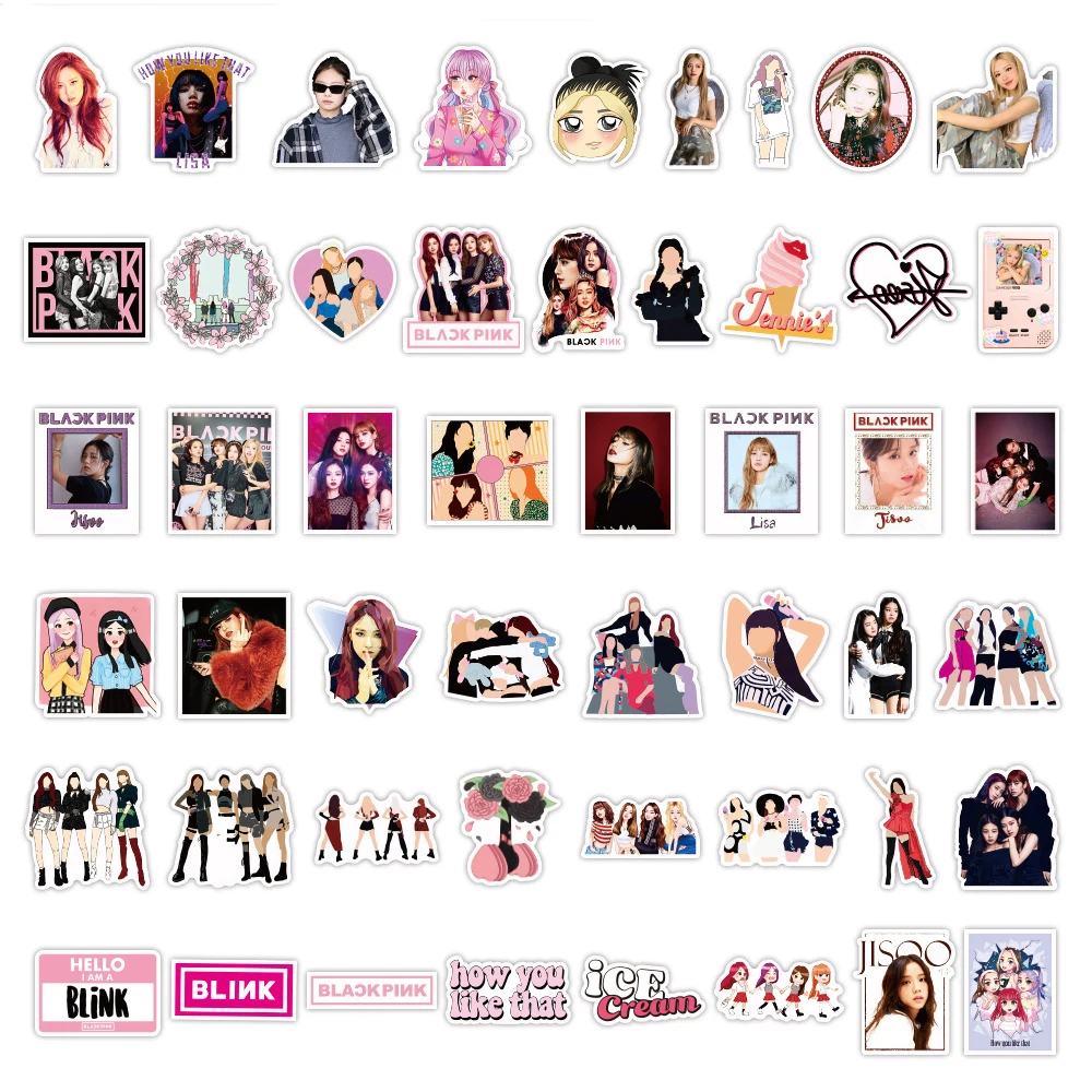 Pegatinas de grupo de chicas Kpop coreano Star, pegatinas para ordenador port&aacute;til, coche, guitarra, equipaje, monopat&iacute;n, pegatina de Graffiti impermeable, juguete para ni&ntilde;os, 10/30/50 Uds.-5