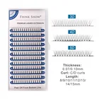 Пупряди для наращивания ресниц THINKSHOW, индивидуальные пучки ресничек, пучки с коротким стеблем, готовые вееры, 3D, 4D, 5D