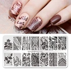 Полосатый рисунок для ногтей, с изображением цветов, Листьев, животных, морских точек, шаблон штамповочных плит