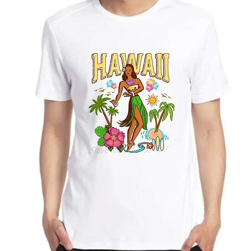 

Mens T-shirt Hula Girl Hawaiian Surfing Sailing Nautical Aloha Cool Tee Streetwear Harajuku oversized t shirt men clothing