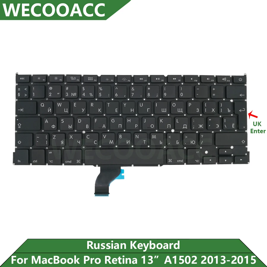 

New Replacement A1502 Keyboard For Macbook Pro Retina 13" Russian Keyboard UK Enter Key Late 2013 2014 2015 Years