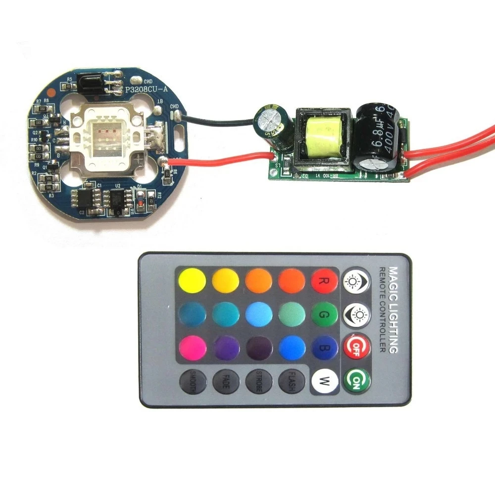 Светодиодная лампа RGB SMD 4 в 1 10 Вт + панель инфракрасного контроллера с