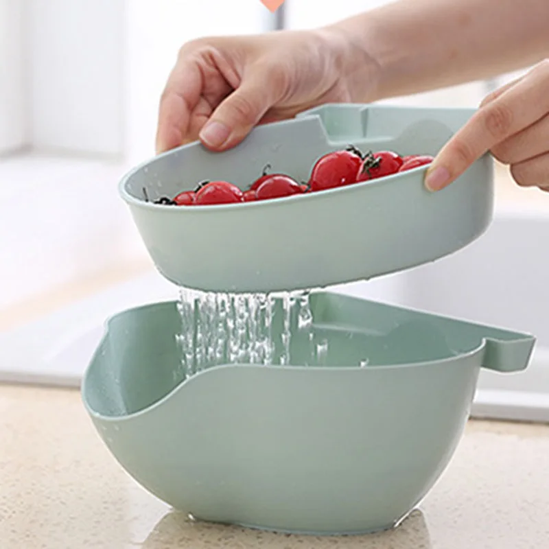 

Drain Basket Multifunctional Double-Layer Lazy Fruit Plate Household Detachable Dried Fruit Plate Home Kitchen Tool 2021 New