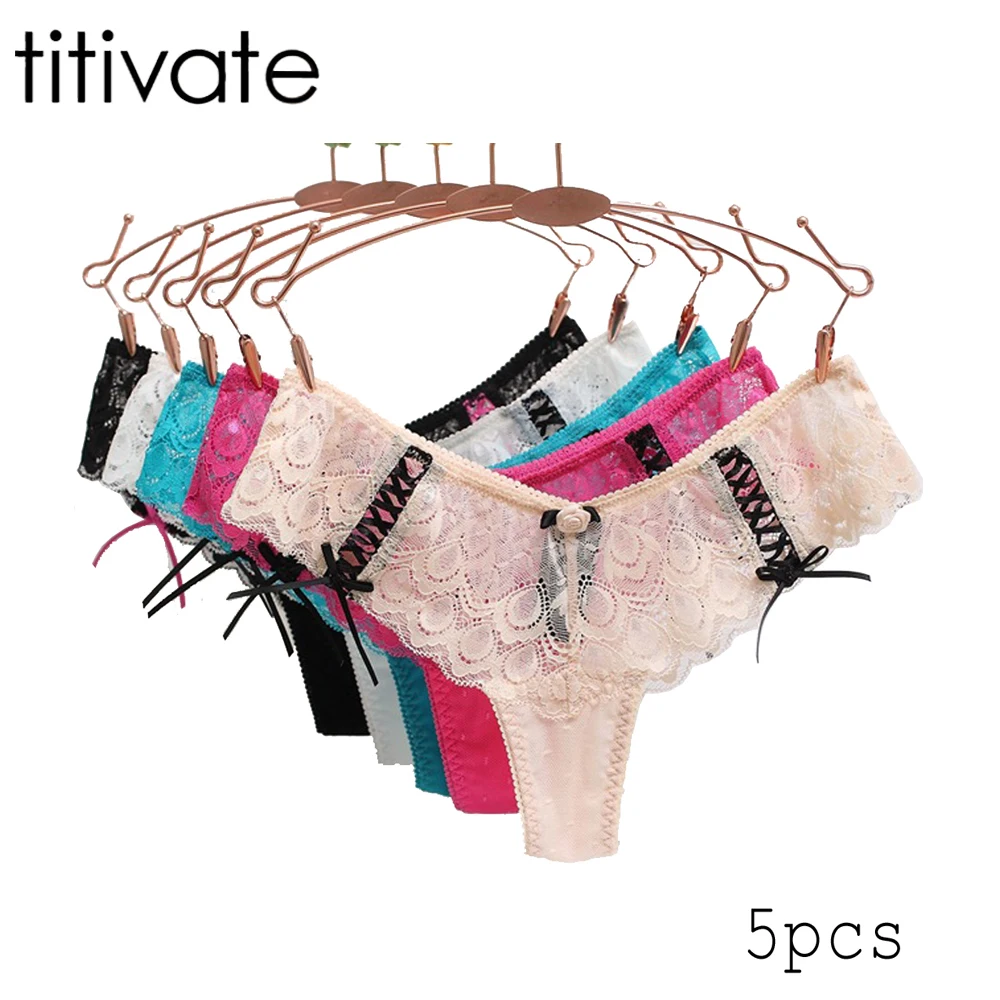 

titivate 5 Pack Women's Lace Thongs Underwear