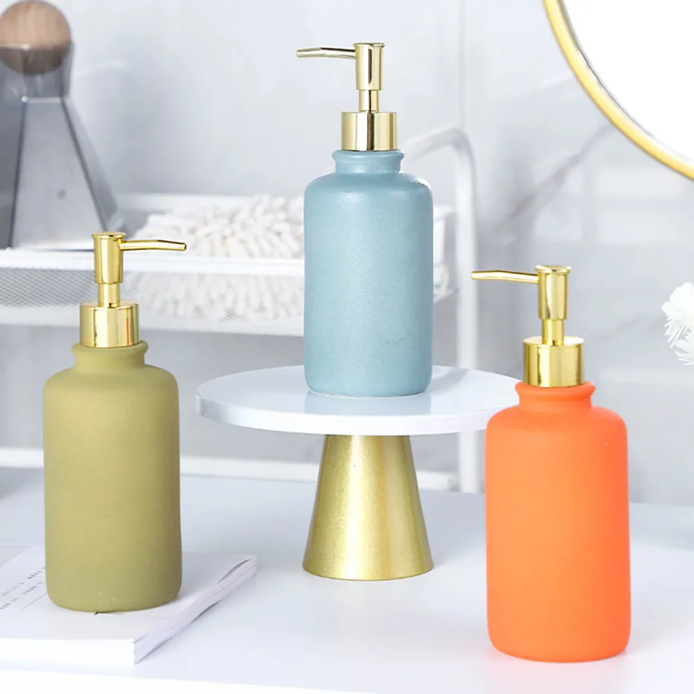 

450ml Soap Dispenser Bathroom Shower Gel Hand Sanitizer Shampoo Bottle Nordic Ceramic Replace Empty Storage Sub-bottle