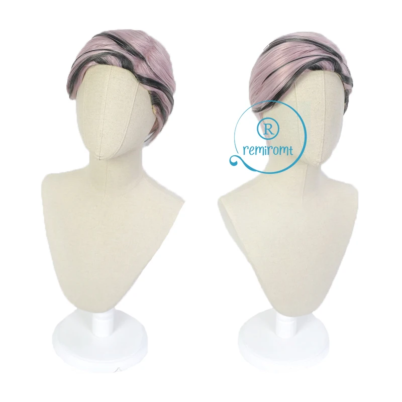 Anime Ran Haitani Cosplay Tokyo Revengers Short Pink Black Wig Highlights Hair Tenjiku Heat Resistant Fiber Free Cap Men | Тематическая