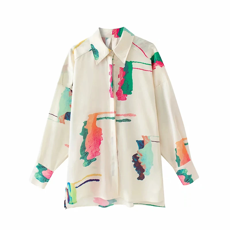 Oversize women stylish loose shirts 2020 summer fashion ladies satin blouses long sleeve shirt female boho blouse girls chic | Женская