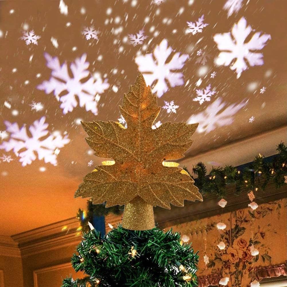 

LED Christmas Tree Topper Star Wind and Snow 3D Top Light Projection Lamp Sequin Christmas Party Decoration Projector Light