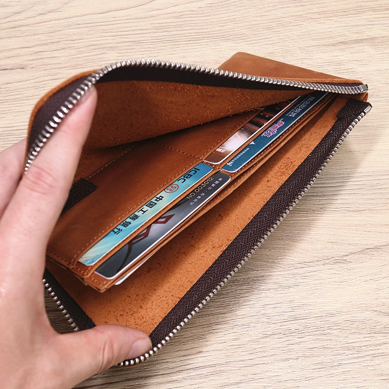 Мужской винтажный кошелек из натуральной коровьей кожи длинный бумажник на