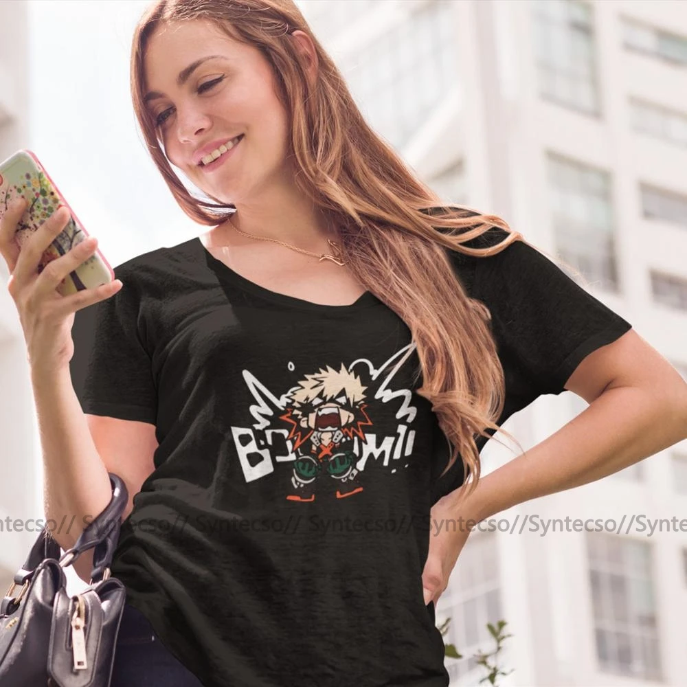 

Otaku T-Shirt My Hero Academia Katsuki Bakugo - BOOOM T Shirt Funny Pattern Women tshirt Casual O Neck Navy Ladies Tee Shirt