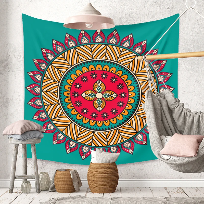 

Large Mandala Wall Hanging Indian Tapestry Boho Style Carpet Beach Towel Thin Blanket Shawl Mat Aesthetic Deco Living Room Home