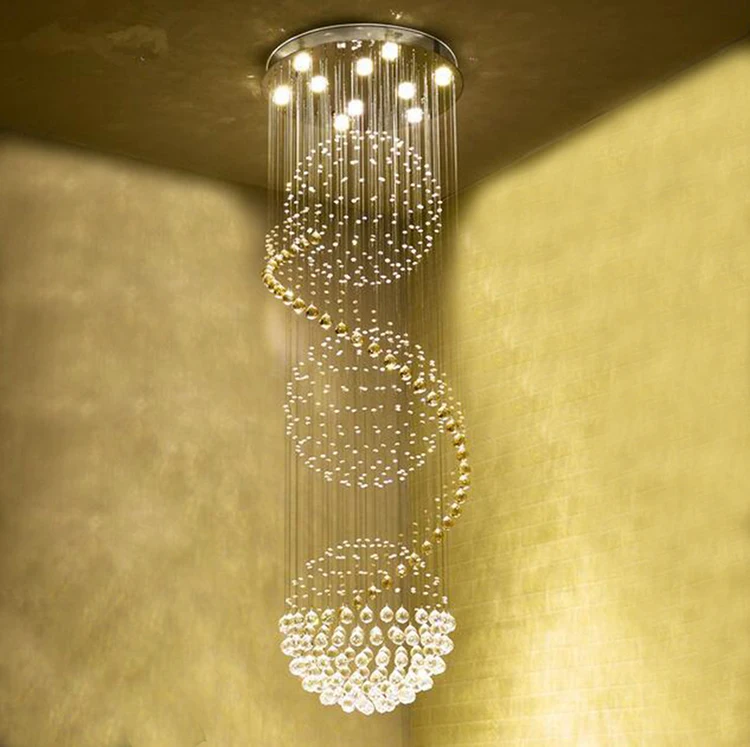 値段 現代スパイラルledリビングルームの陳列ケースクリスタルシャンデリア照明ランプインテリア器具階段はしごのベッドルームのホテル