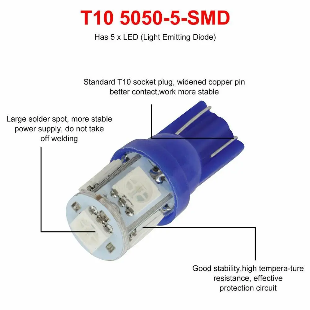 

T10-plug-in LED Car Light (T10-5050-5SMD) Width Indicator Light/reading Light/instrument Light/license Plate Light