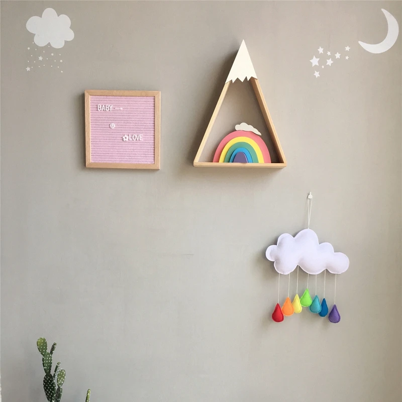 1PCS INS Rainbow Raindrop Pendant Nordic Felt Cloud Wall Hanging Ornaments Baby Shower Party Children Room Decor Supplies Drops | Дом и сад