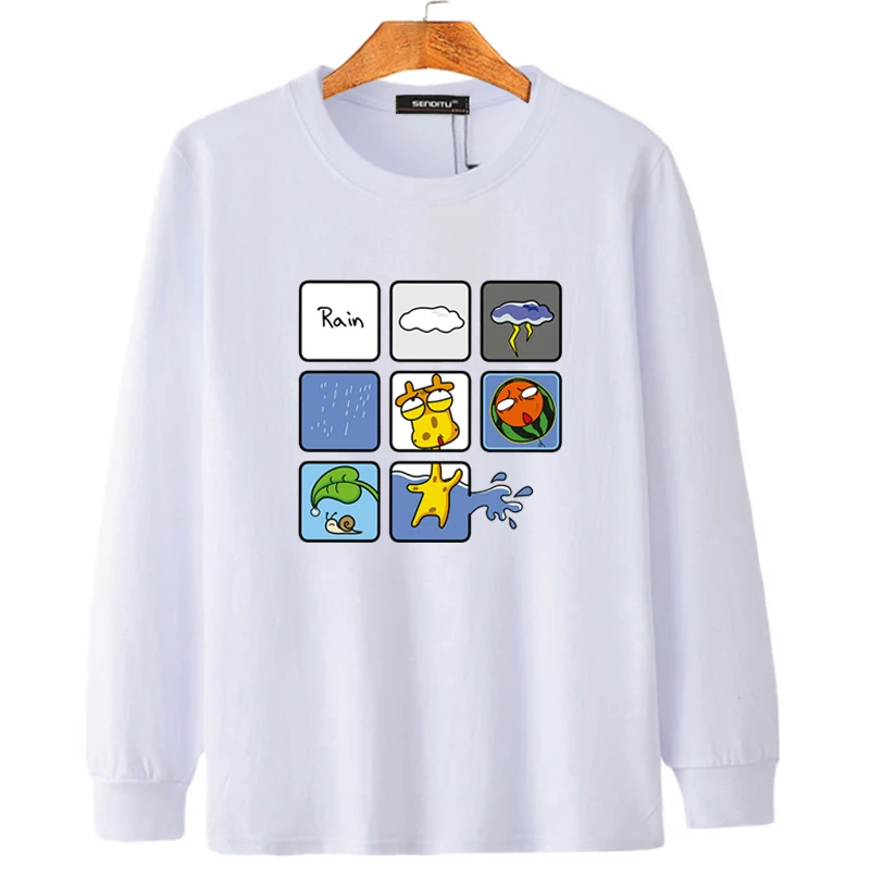 Большой Размеры Футболка мужская футболка с длинным рукавом принтом забавным