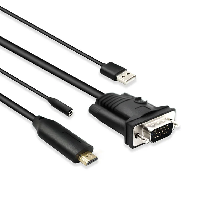 2 шт HDMI к VGA кабель адаптер 1 8 м с USB и аудио входом HDMI2VGA Кабель видео | Электроника