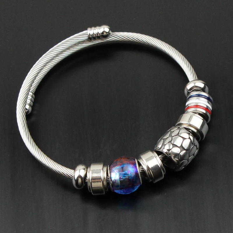 Браслет из нержавеющей стали с леопардовым узором стеклянный браслет в античном