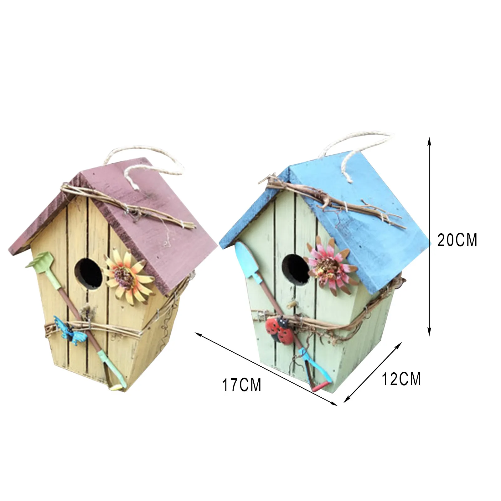 

Wooden Bird House Chalet Bird Nest Garden Decoration Outdoor Pendant Decoration Style Crafts Home Decor