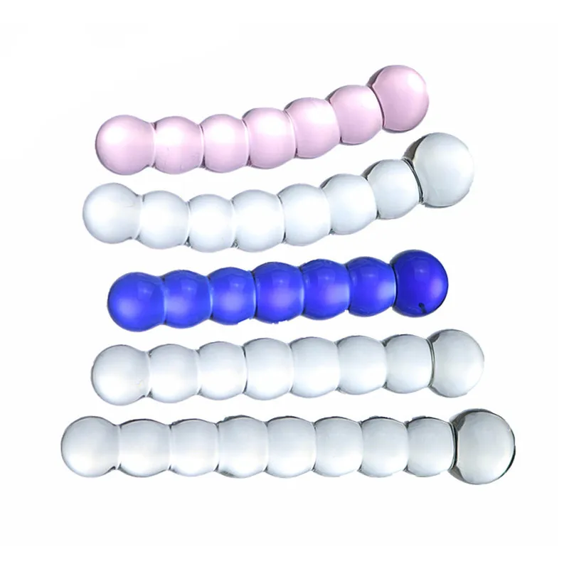 Анальная пробка Pyrex Glass Большой Хрустальный фаллоимитатор 8 бусин искусственный