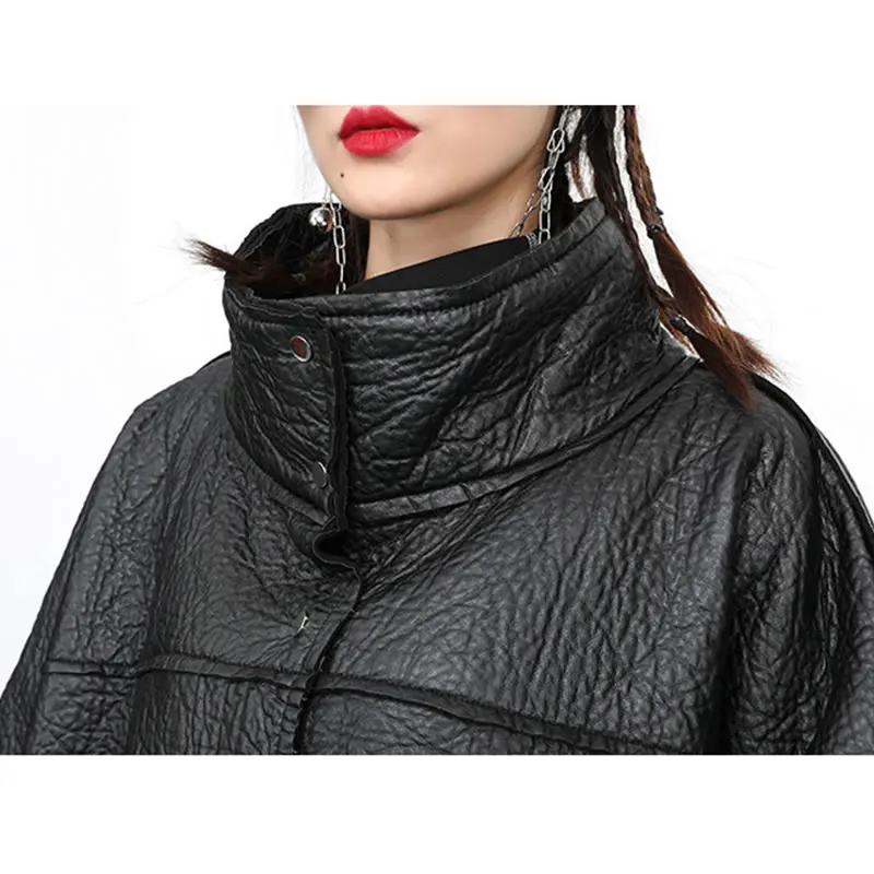 XITAO/Черное длинное женское модное пальто из искусственной кожи 2019 года с одним