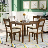 5 piece dining table set industrial wooden kitchen table and 4 chairs for dining room