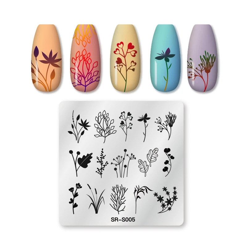 Штамповочные пластины для ногтей печать дизайна шаблон мраморный цветок