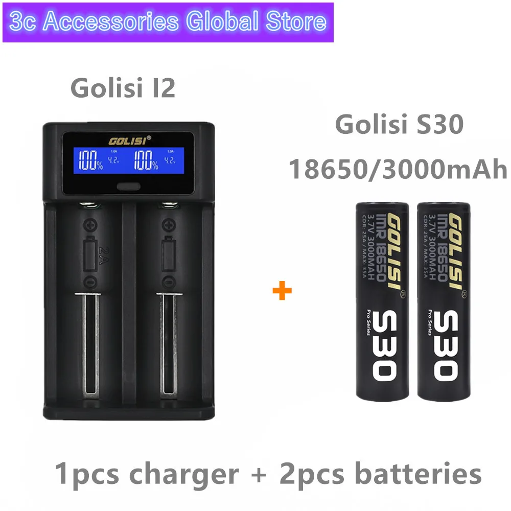Golisi 2 шт. S30 IMR 18650 3000 мА/ч E CIG перезаряжаемый аккумулятор для VAPE с I2 Смарт Зарядное