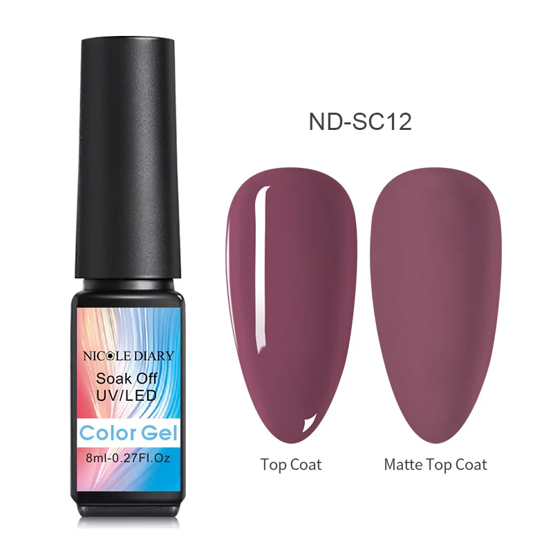 8ml Color 12 NICOLE DIARY Блестящий Гель-лак Блестящие Блестки долговечный замачиваемый УФ-гель для ногтей Красный Розовый Цвет Гель-лак для ногтей 5 мл - Цвет: 8ml Color 12