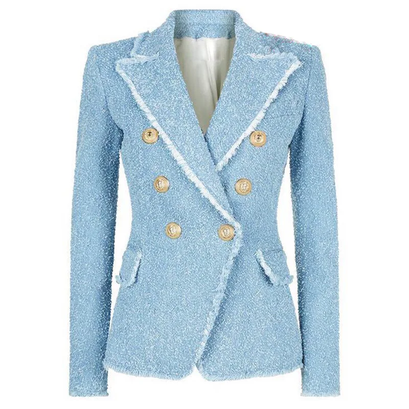 

New United States women's coat 2018 classic metal double-breasted tassel hair weaving cultivate morality jacket