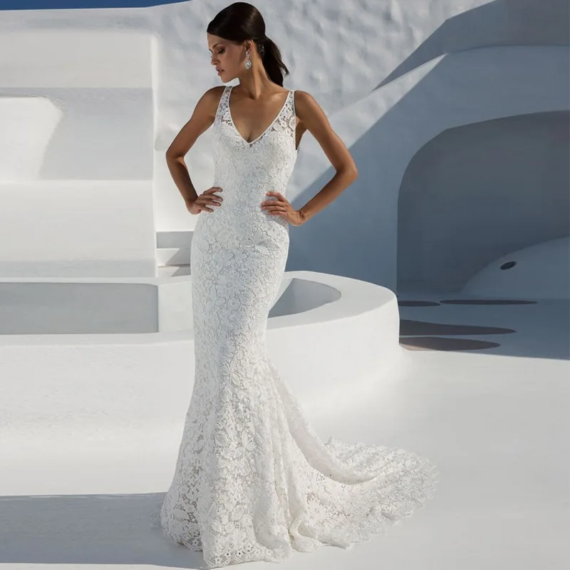 BM003 Robe de mariage пляжное кружевное свадебное платье с бретельками 2019 Длинные