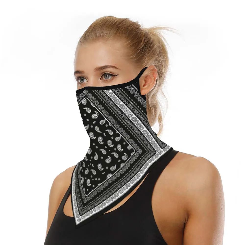 

1Pc Unisex Men Women Face Scarf Bandana Ear Loops Face Balaclava Neck Gaiters Digital Printed Windproof Thin Wrap Scarf