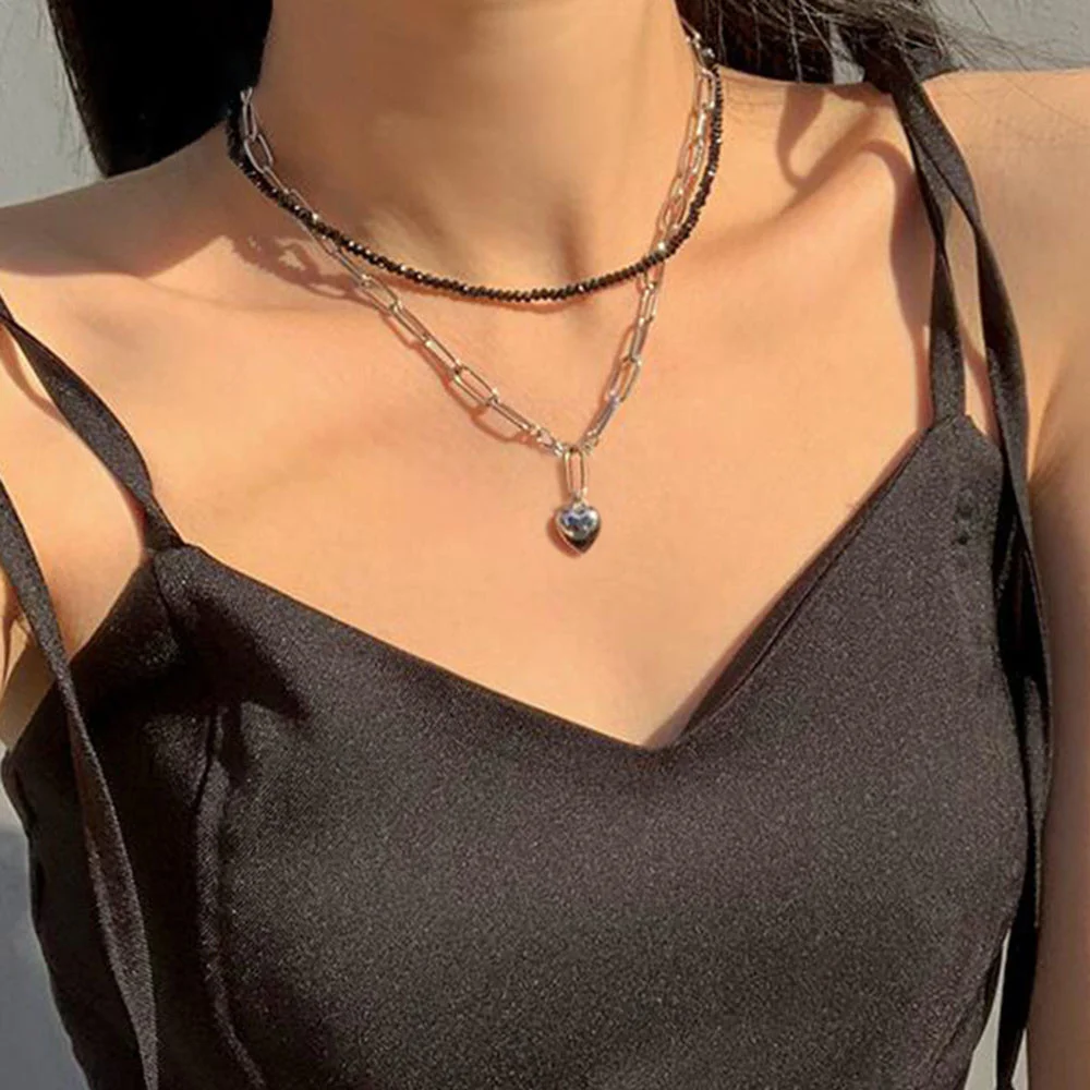 Vintage Fashion Gold Punk Necklace For Women New Faux Pearl Thick Chain Heart-shaped Human Head Coin Snake Pendant Jewelry Gift | Украшения