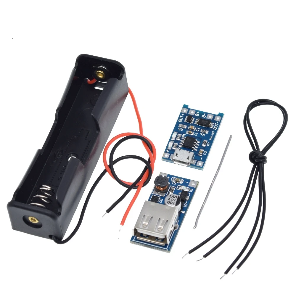 5V 1A 18650 TP4056 модуль зарядного устройства литиевой батареи DIY KIT+ 1X18650 чехол для аккумулятора+ 5V 600MA USB Мобильная плата повышения мощности