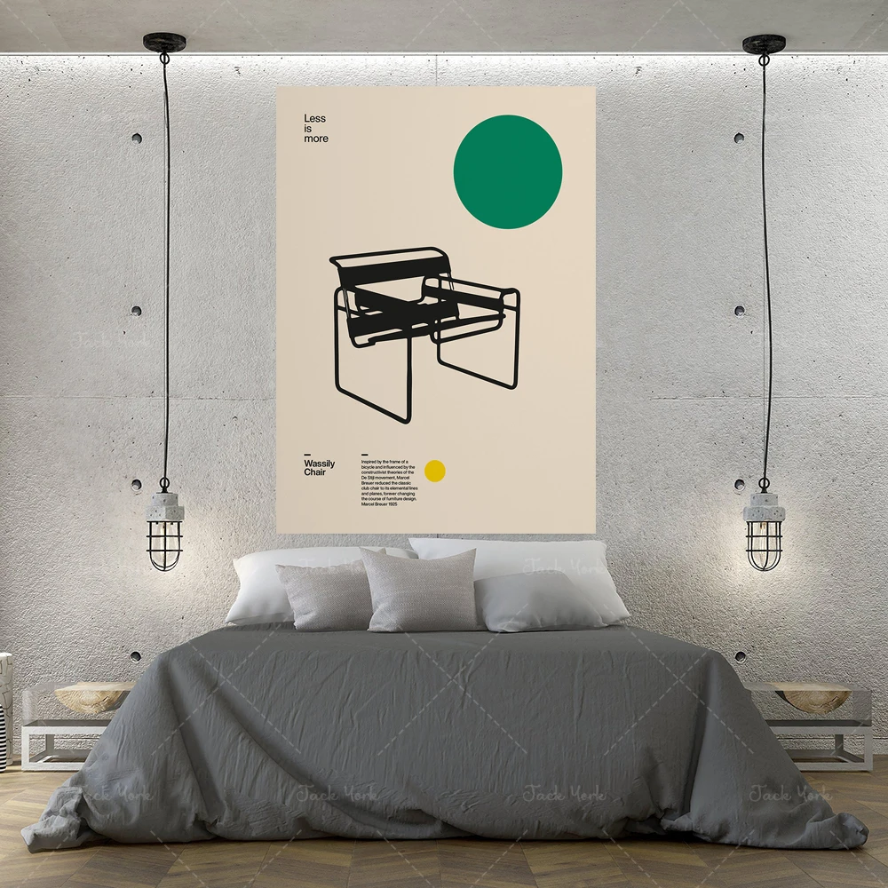 Печать и постер Wassily Chair Минималистичная мебель Марселя Брейера дизайн Bauhaus
