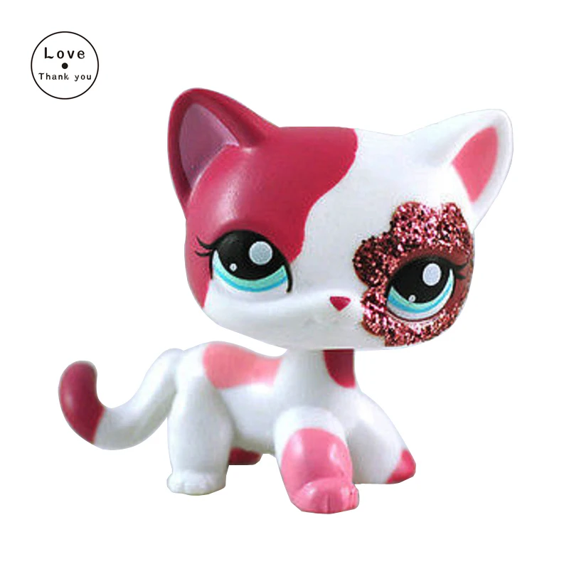 Lps кошка из коллекции pet shop игрушки с короткой шерстью #2291 розовый белый котенок
